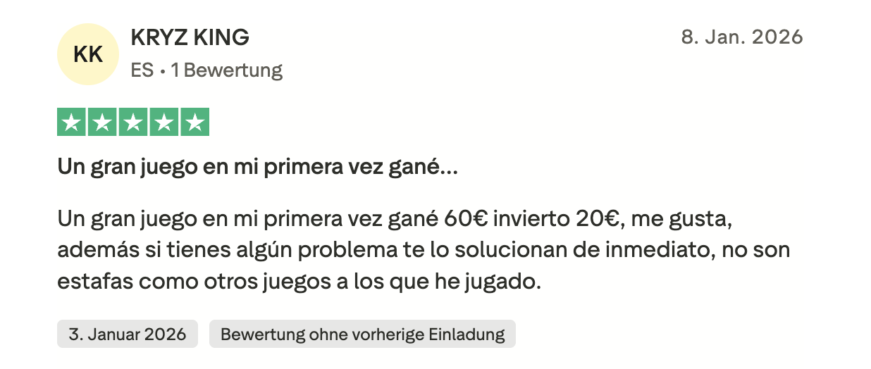 ManekiSpin Trustpilot Erfahrungsbericht 3. Januar 2026